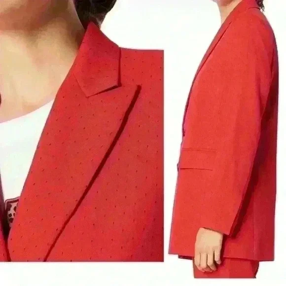 SANDRO Billy Double Breasted Swiss Dot Blazer in Red Size Xtra Small - Picture 2 of 12